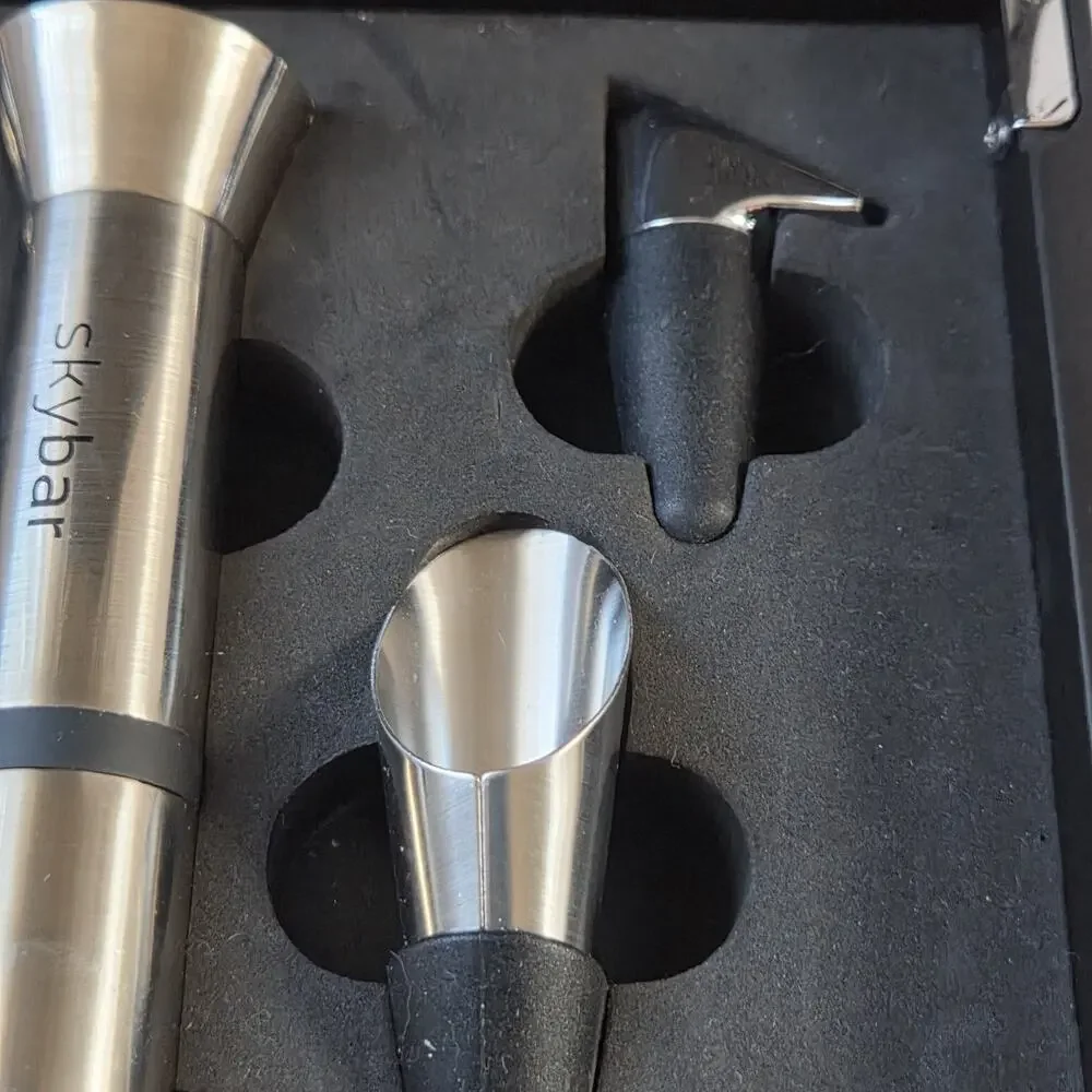 Skybar Luxury Wine Opener Set Box Foil Cutter Pourer Stopper Instructions EUC